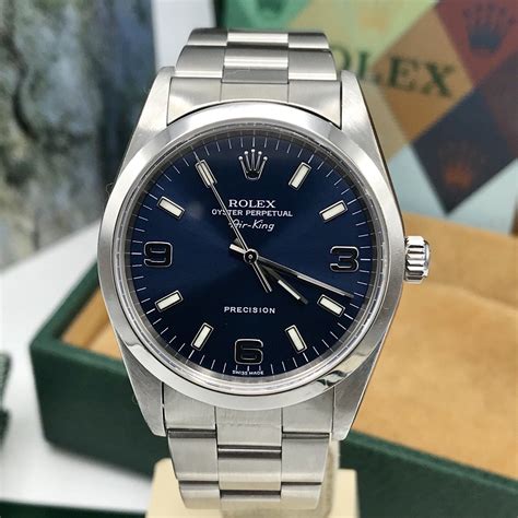 rolex air king 34mm blue dial|air king rolex price.